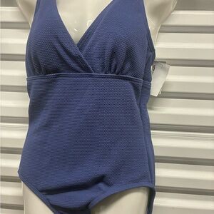 Blue Textured One-Piece Swimsuit